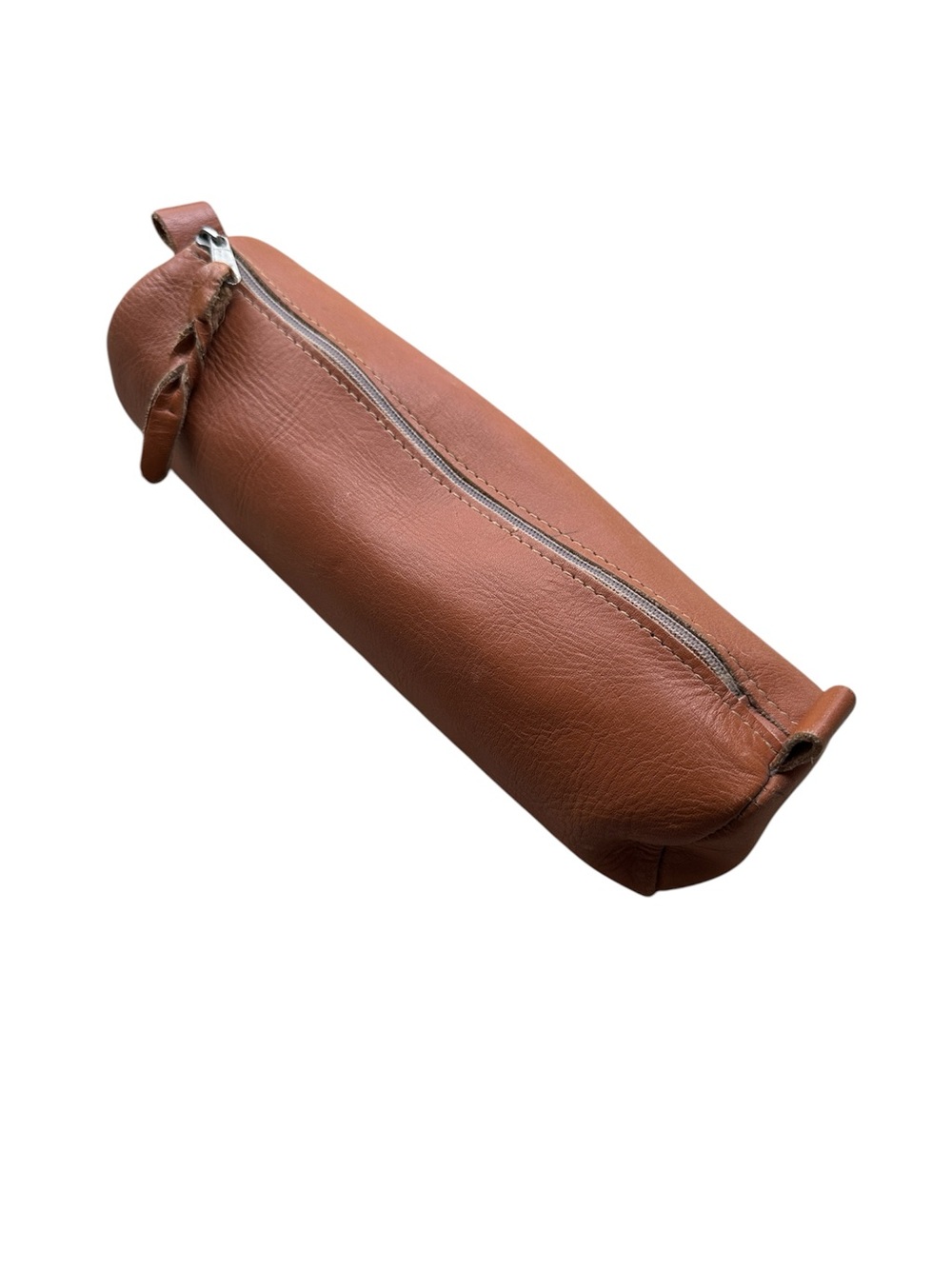 Vintage Levenger Large Leather Pen Case Organizer Zip Travel Pouch Camel Brown
